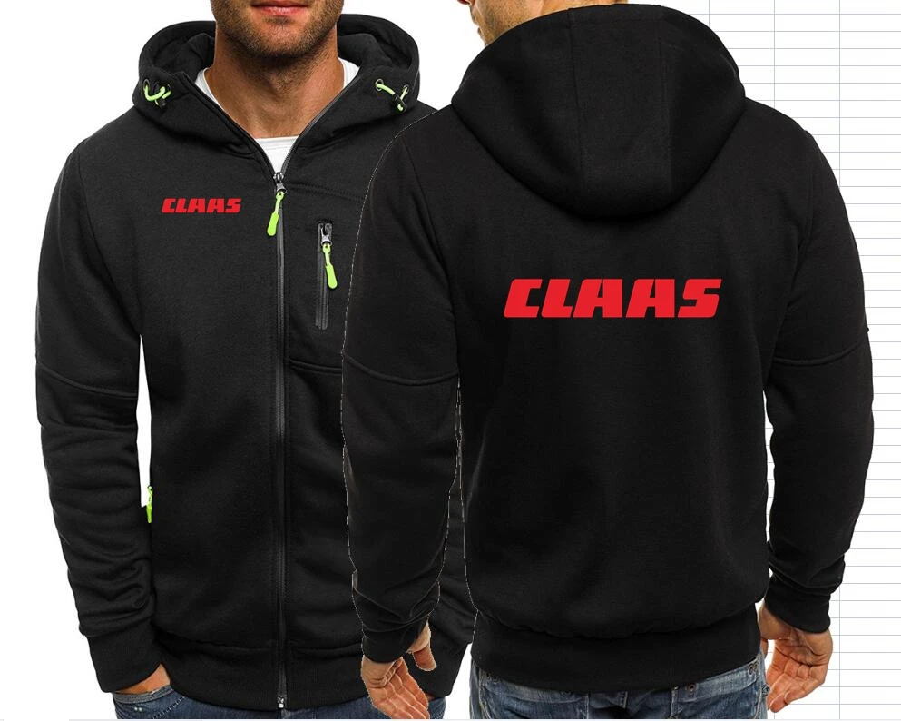 Claas Men Jackets Hoodies Coats Tractor Farming Male Brand Hooded Sweatshirt Men Zip-up Hooded Sweatshirt Outwear Streetwear