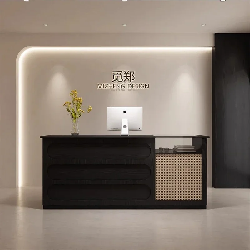 

Medical Aesthetics Dental Clinic Reception Desk home Modern Cream Style Beauty Salon Bar Cashier Company Hotel Curved Front Desk