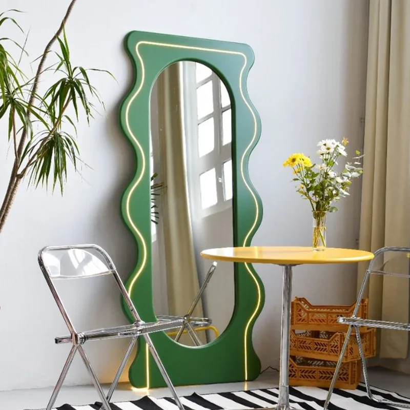 Nordic wall hanging high-end floor mirror art wave full-length mirror special-shaped home mirror