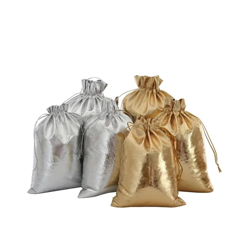 100pcs/lot Gold silver cloth jewelry drawstring colth bag Wenwan gift storage packaging bag Sundries storage sorting bag