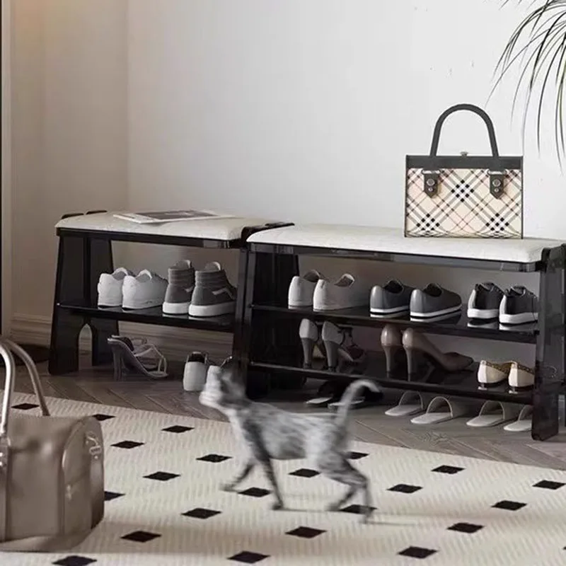 Foot Stool Plastic Storage Pouf Modern Minimalist Relaxing Hallway Transparent Foot Stool Lazy Children Tabouret Home Furniture