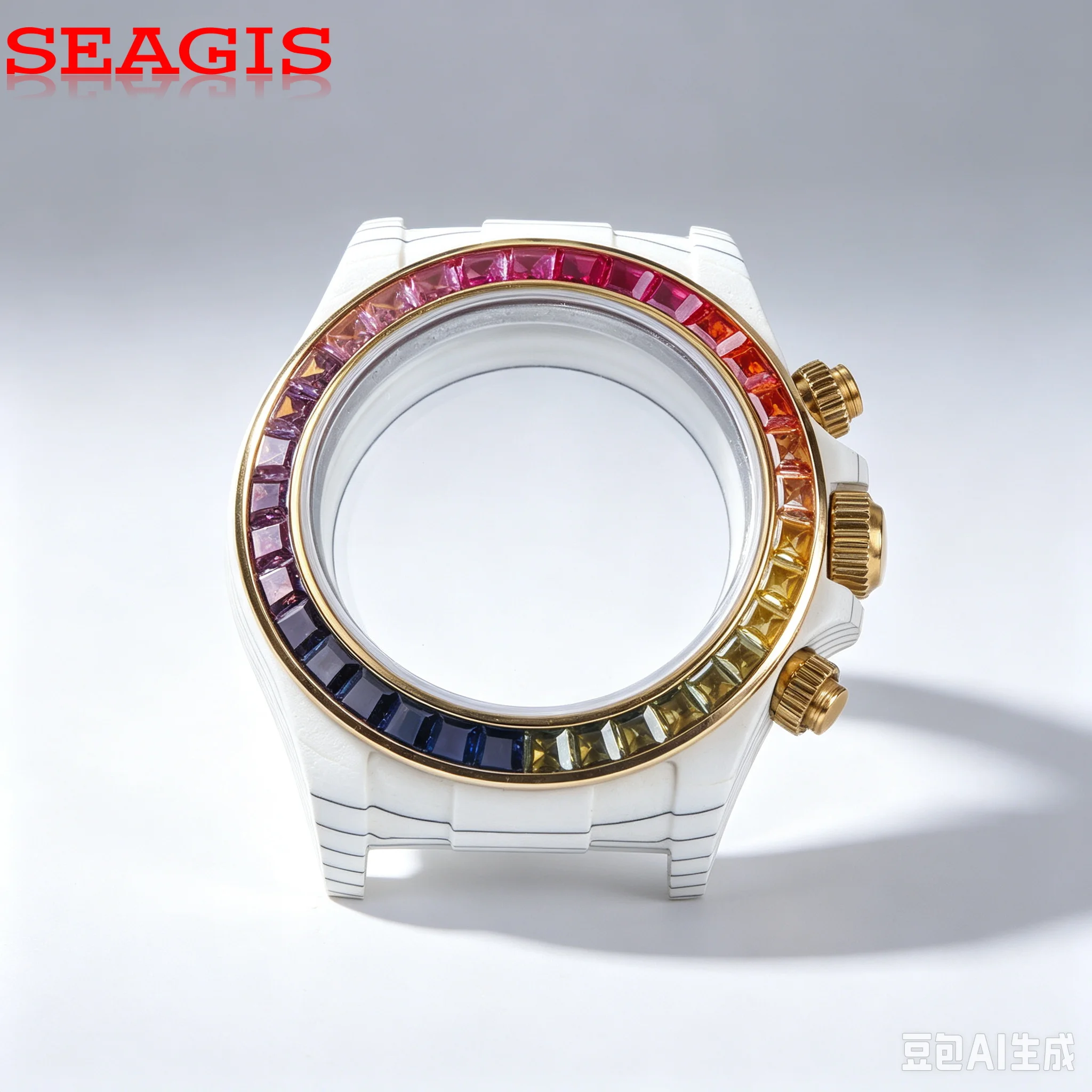 SEAGIS 38mm whtie carbon fiber case is suitable  4130/4802 movement sapphire glass bottom cover  multifunctional chronograph