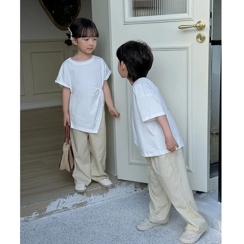 Brother Sister Matching Clothes Clothes Twins Boy and Girl Outfits Korean Children Clothing Kids T Shirts Pants Two Piece Sets