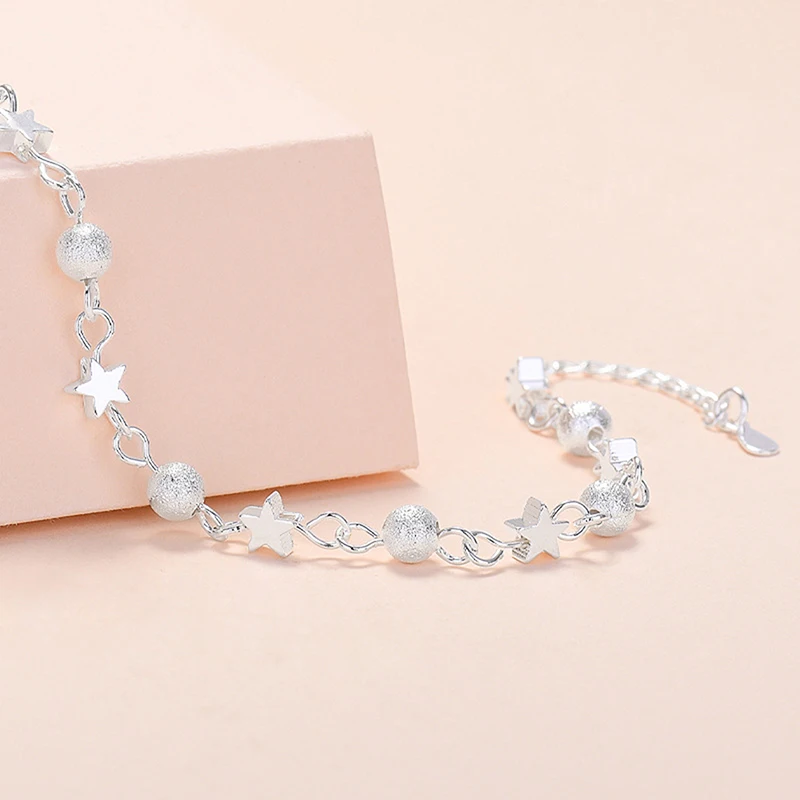 1 pc Silver Small Star Fresh Bracelet Fresh Star Bracelets For Women Personality Round Bead Bracelet Korean Fashion