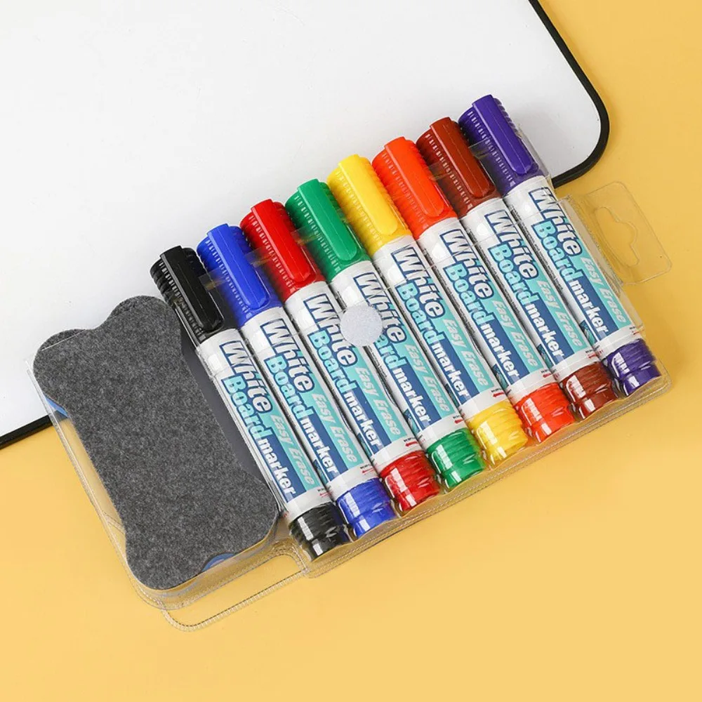

4/8 Colors Whiteboard Markers Colorful Refillable Drawing Markers Magnetic Eraser Washable Fine Point Markers Office Use