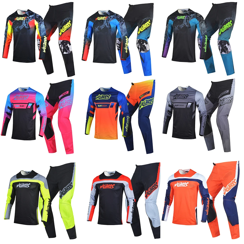 Willbros Motocross Racing MX Jersey Pants Combo Flexair Mach 4 Way Stretch 360 Suit MTB BMX SX Enduro Downhill Dirt Bike Outfit