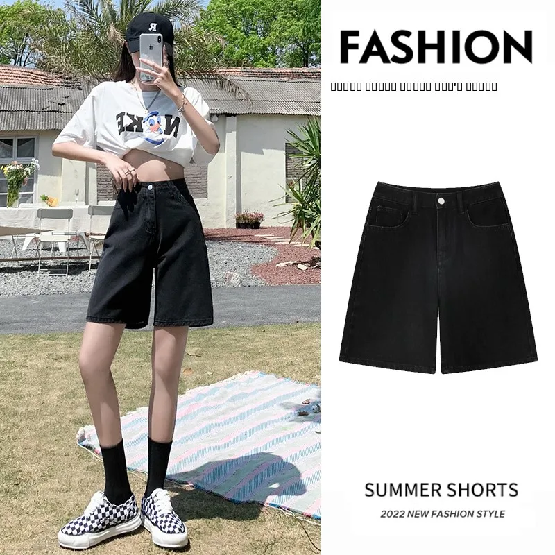 

Джинсовые орты Bla с высокой талией. Женские свободные обтягивающие орты большого размера. Прямые ноги с 5 точками. Модные летние орты глубокого цвета с защитой от потери.