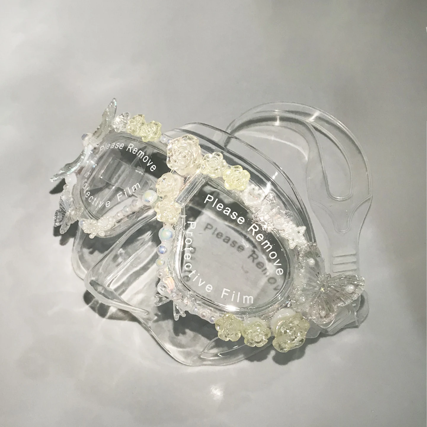Butterfly Mermaid Mask Anti-Fog Snorkelling Set, Suitable For Free Diving Features Handcrafted Floral Design Lenses 4