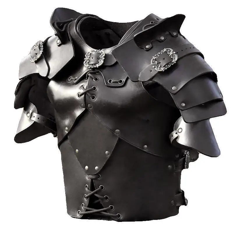Medieval Retro Dark Leather Armor with Rivets Straps Armor Halloween Cosplay Ball Performance Props