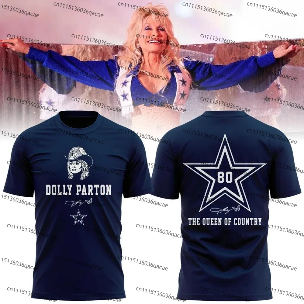 Dallas Cowboys X Dolly Parton The Queen of Country Graphic T‑Shirt Unisex Summer Short Sleeve Country Music Fan Vintage Tops