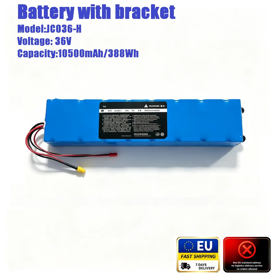 36V 10500mAh 388Wh Elektroroller-Akku JC036‑H mit Halterung, XT30+JST-Anschluss, Ersatzakku für Xiaomi M365 E-Scooter, EU-Lager 7-Tage-Lieferung