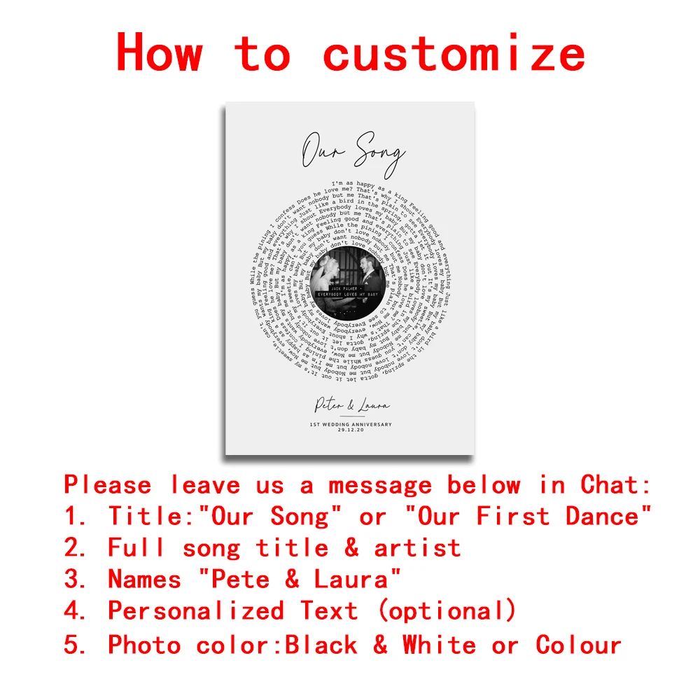 شخصية الذكرى أغنية ملصق مخصص غنائي جدار الفن طباعة لنا الأولى الرقص قماش اللوحة الموسيقى لديكور هدية عيد الحب #6