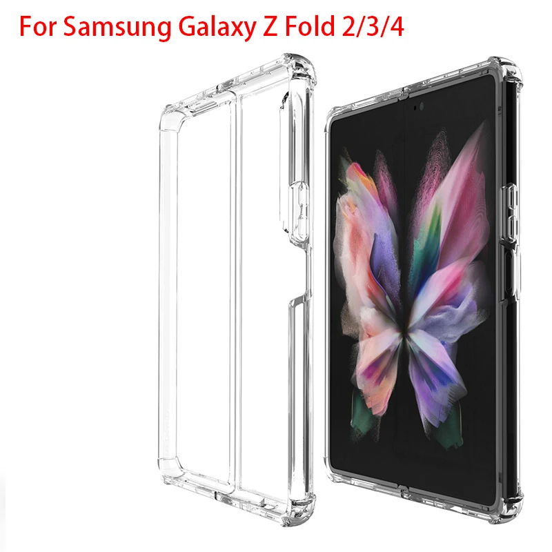 Crystal Soft TPU Bumper Shockproof Hard Clear Case For Samsung Galaxy Z Fold 2 Z Fold 3 Z Fold 4 With Enhanced Corner Protection