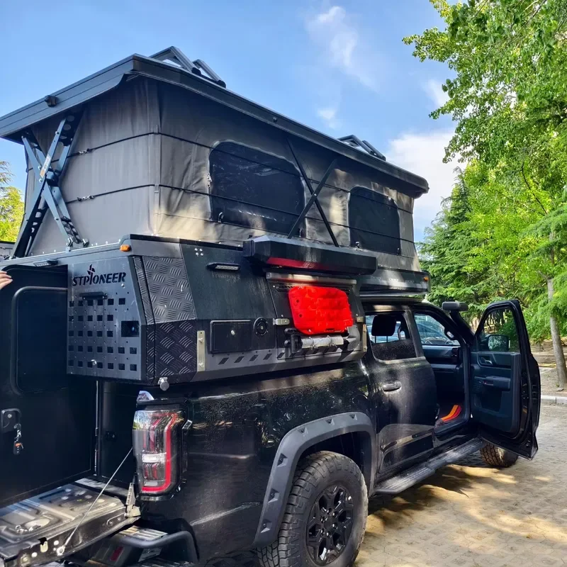 Pioneer custom trailer-style camper with off-road capability and bathroom, customizable in size, color and material