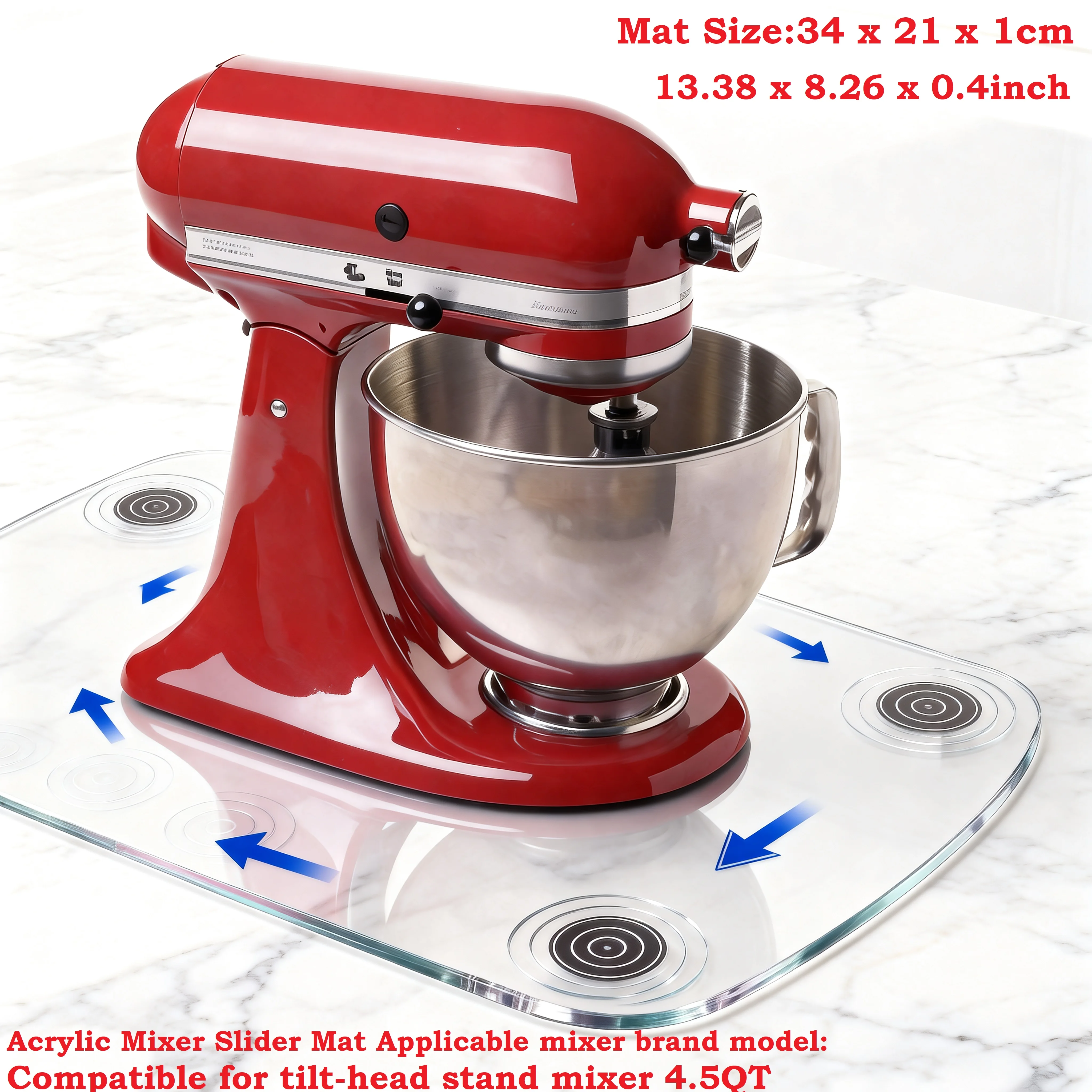 Mixer Slider Mat Compatible for 4.5 QT Tilt Head Stand Mixer Acrylic Slider Pad Flexible Kitchen Mixer Appliance Slider Mat