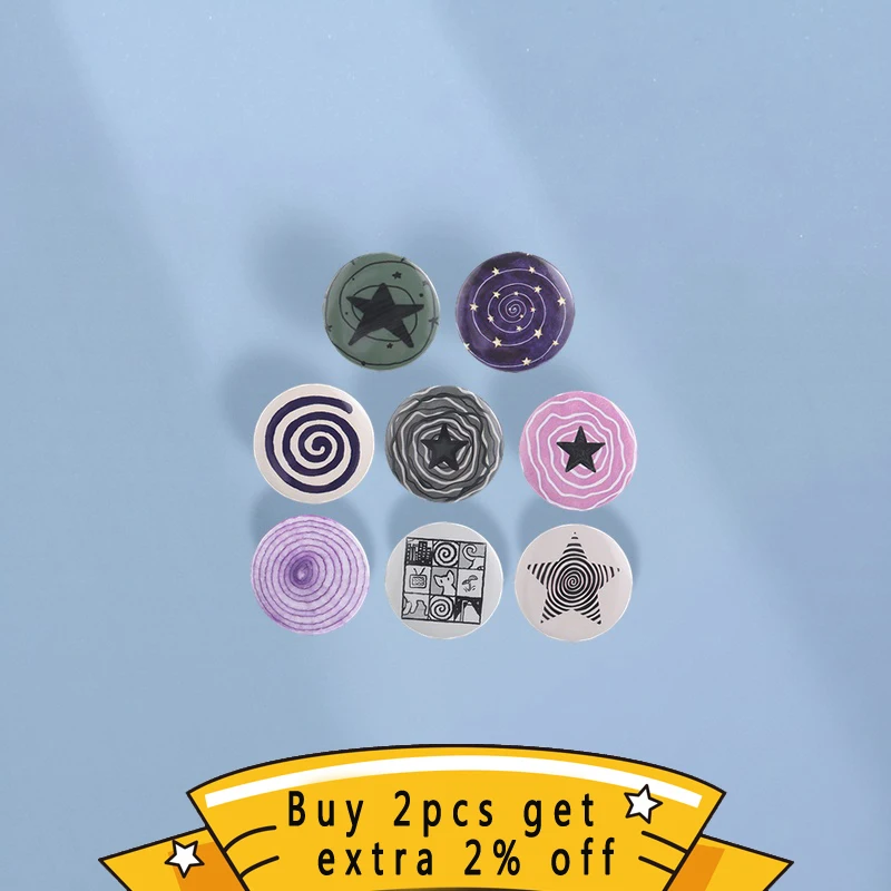 Fun Spiral Star Badge Pin, Concentric Circle Graffiti Metal Brooch, Neutral Design, Daily Wear, Perfect Gift for Friends
