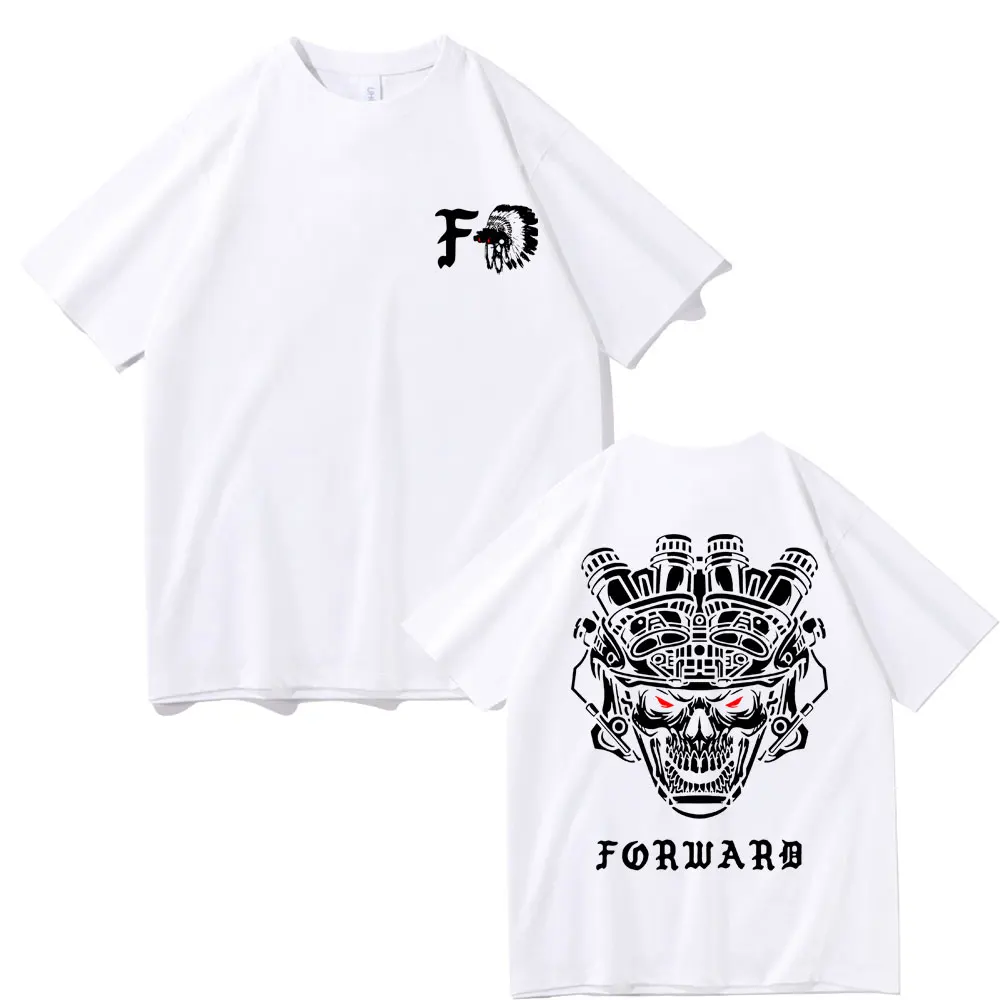 Forward Observations Group Skeleton Print T-shirts Men Vintage Gothic Tshirt Men's Streetwear Male Rock Oversized Short Sleeve