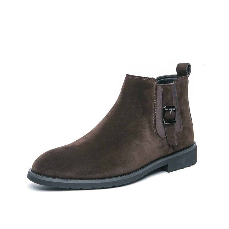 Botines de cuero de marca de alta gama para hombre, botas Chelsea versátiles a la moda para hombre, botas cortas de negocios para banquetes y oficinas de alta gama