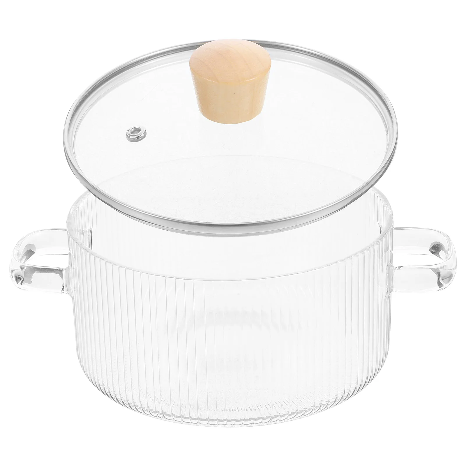 

Glass Stew Pot Clear Cooking Pot Vertical Striped Design Even Heat Distribution Kitchen Essential Cooking Pots with Lids