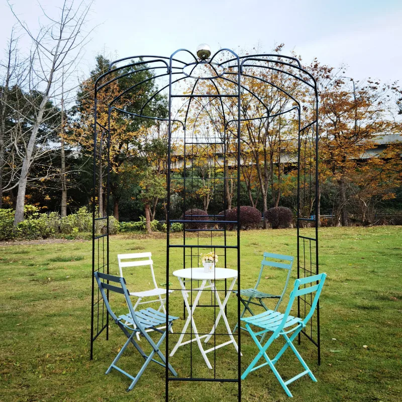 Metal Garden Arch Iron Garden Arbors Gazebo Dia81.3'' X 114.2'' High Birdcage Shape Pergola Pavilion for Wedding Ceremony