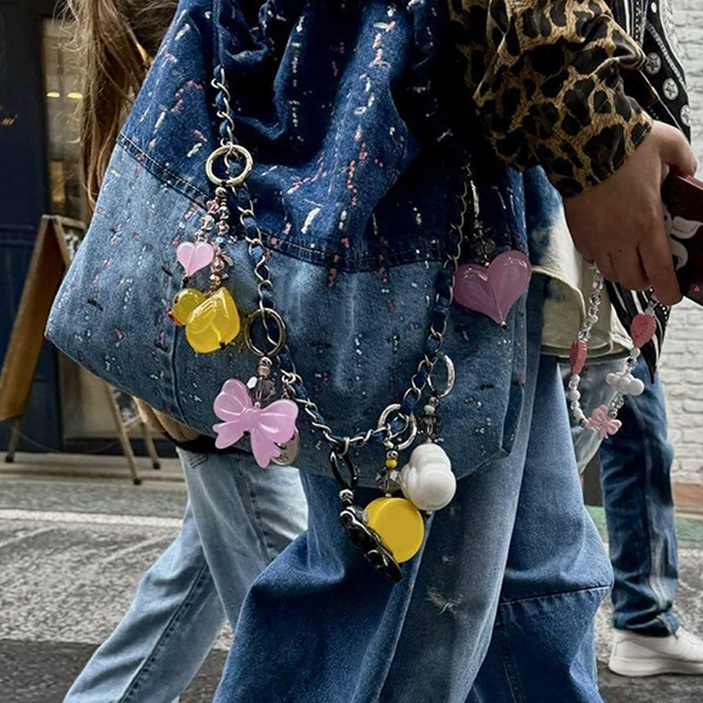 

Cute Duck Bag Body Kit Bag Charm Keychains For Bags 1 Dollar Items Acrylic Keyring Phone Pendant School Bag Accessories Decor