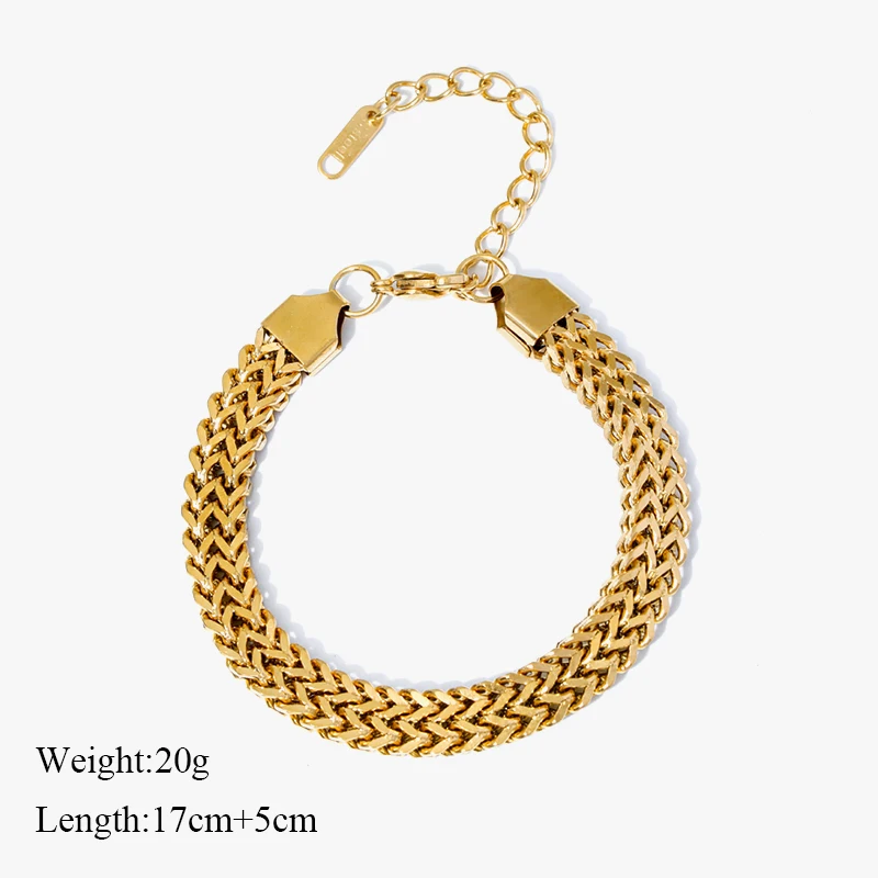 EILIECK 316L Edelstahl Kettenhalskette Armband Set Hip Hop Metall Goldfarben Punk Damen Mode Schmuck Geschenk Accessoires – Detail 8