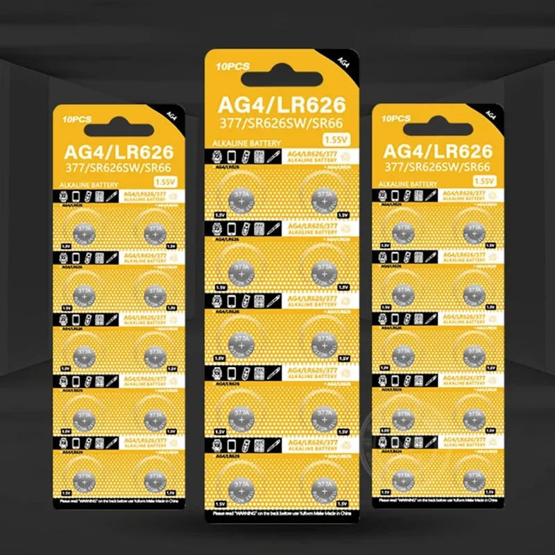 High Quality AG4 LR626 1.55V Alkaline Watch Battery 377 SR626 177 626A 377A CX66W for Toy Calculator Car Key Clock Button Cell