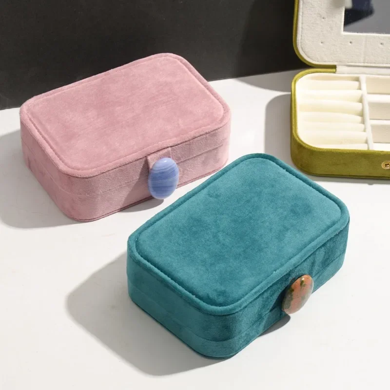 Vibrant Style Velvet Jewelry Box with Compartments, Portable Multi-Layer Ring Earring Organizer, Small Travel Gift Box for Women