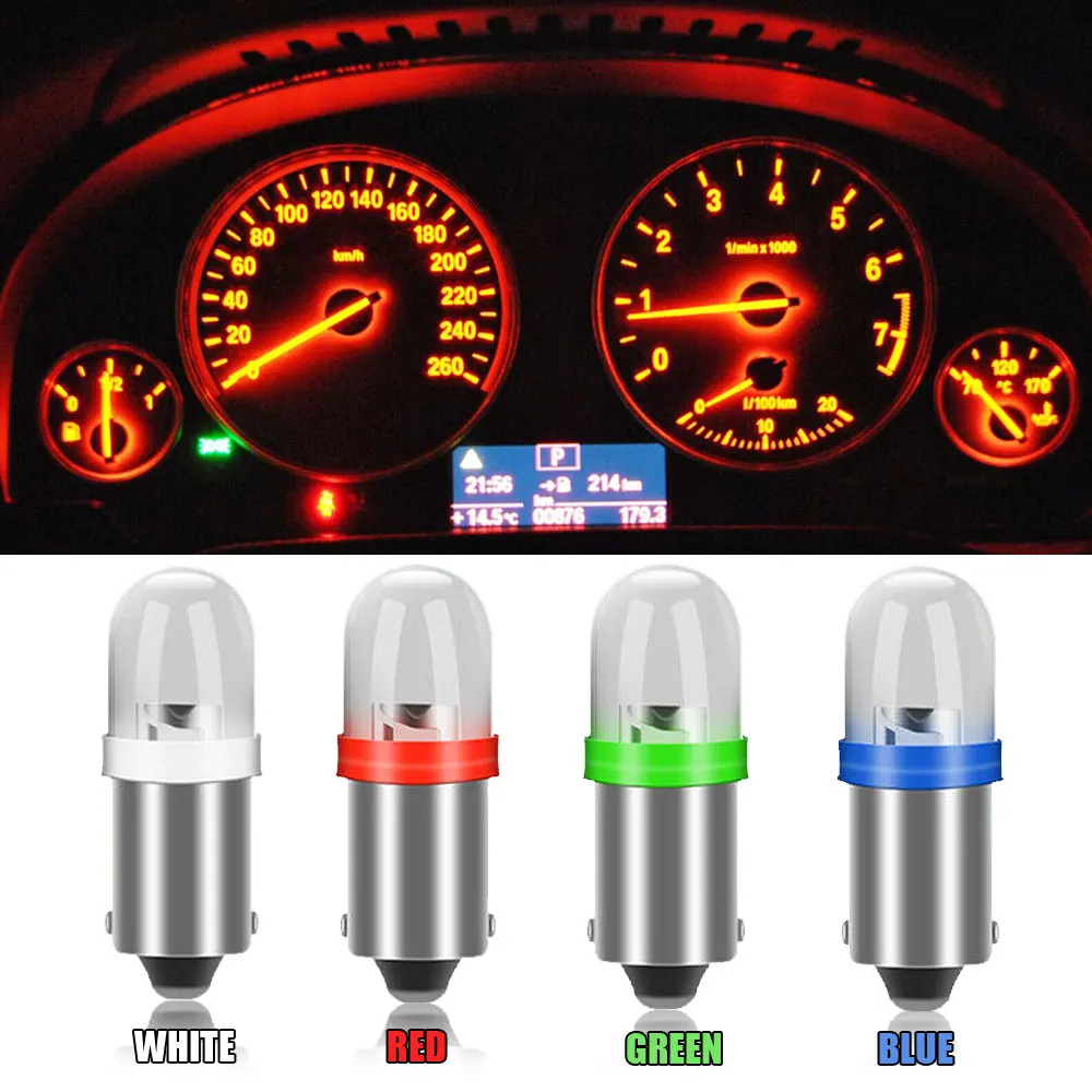 10pcs Universal Instrument Dash Panel Light Car Interior Circular Signal Lamp Bulbs BA9S 1815 1816 1445 1895 LED Car Accessories