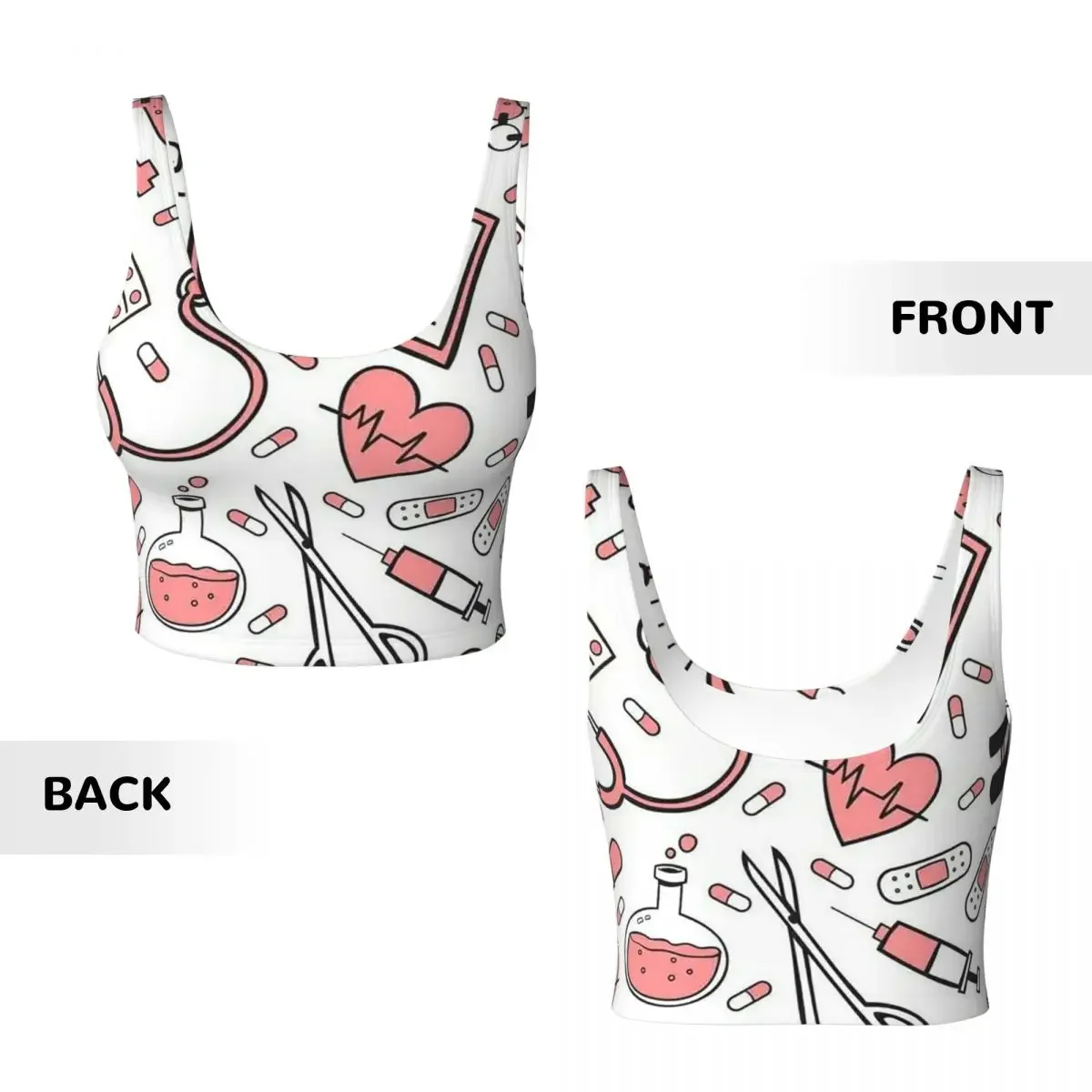 Custom Enfermera En Apuros Doctor Nurse Medical Women Sports Vest Bra Gym Workout High Impact Yoga Crop Tank Top