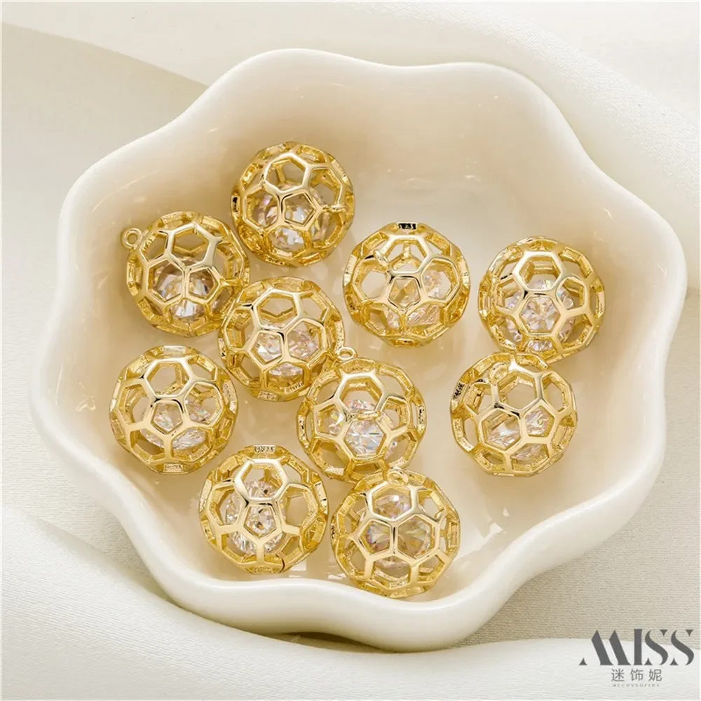

14K Gold-wrapped Color-preserving Hollow Smart Zircon Pendant DIY Handmade Bracelet Necklace Pendant Jewelry Accessories