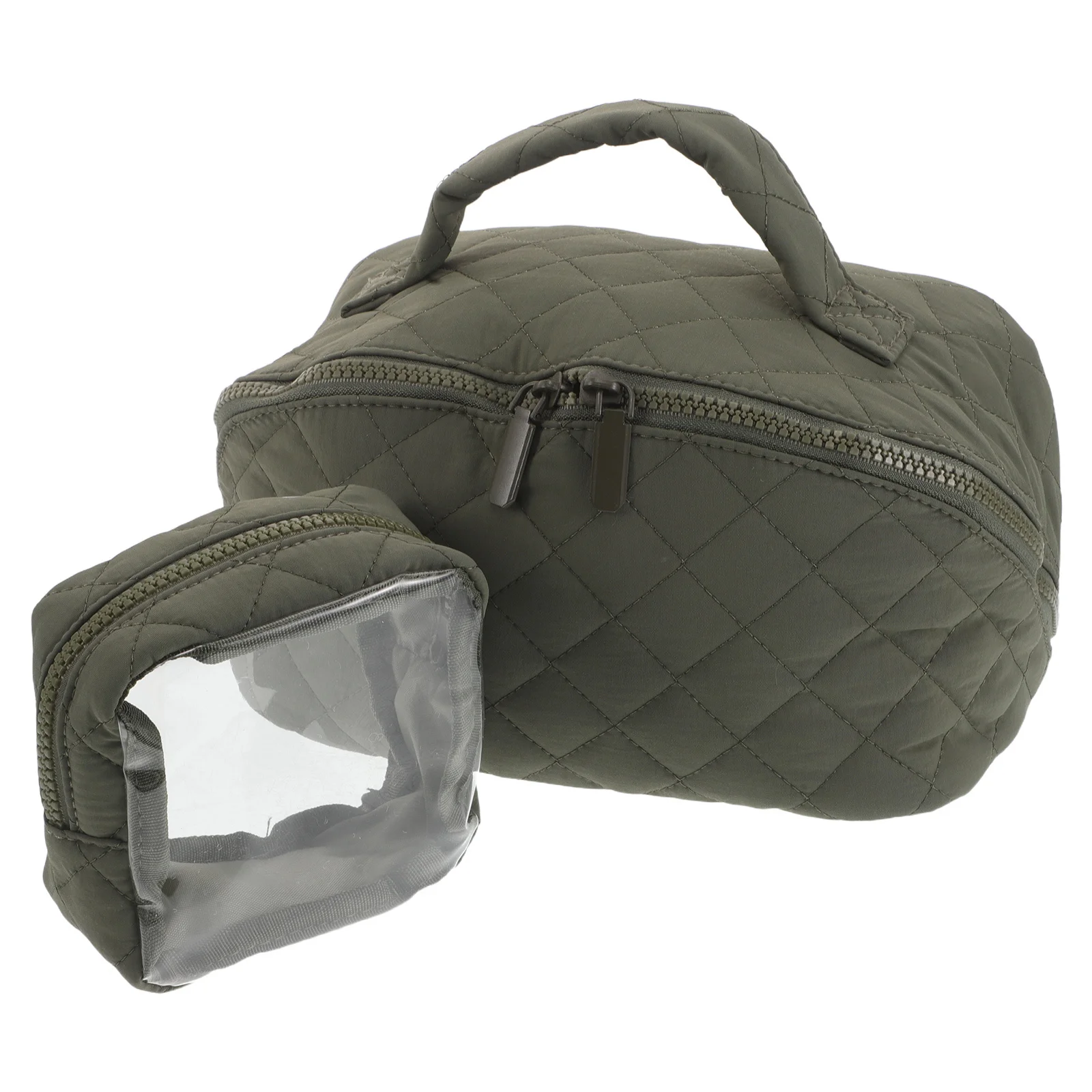 

Portable Travel Makeup Bag Large Capacity Wide Open Black Toiletries Organizer Case Handle Multi Layer Separation Moisture