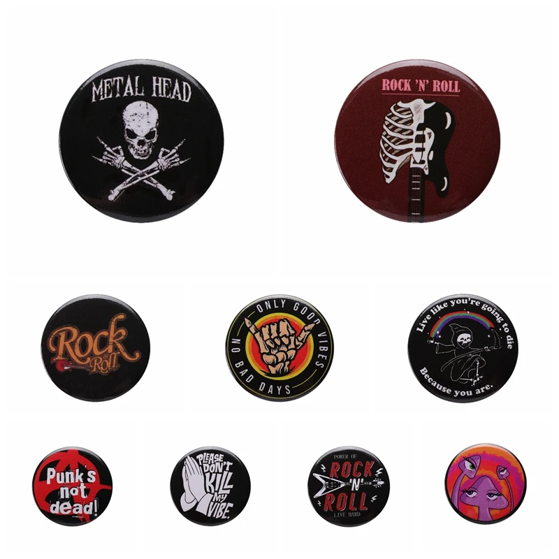 

Rock Roll Band Hip Hop Tinplate Pin Skeleton Gothic Dark Wind Brooch Music Inspiration Punk Jewelry Button Soft Tinplate For Fan