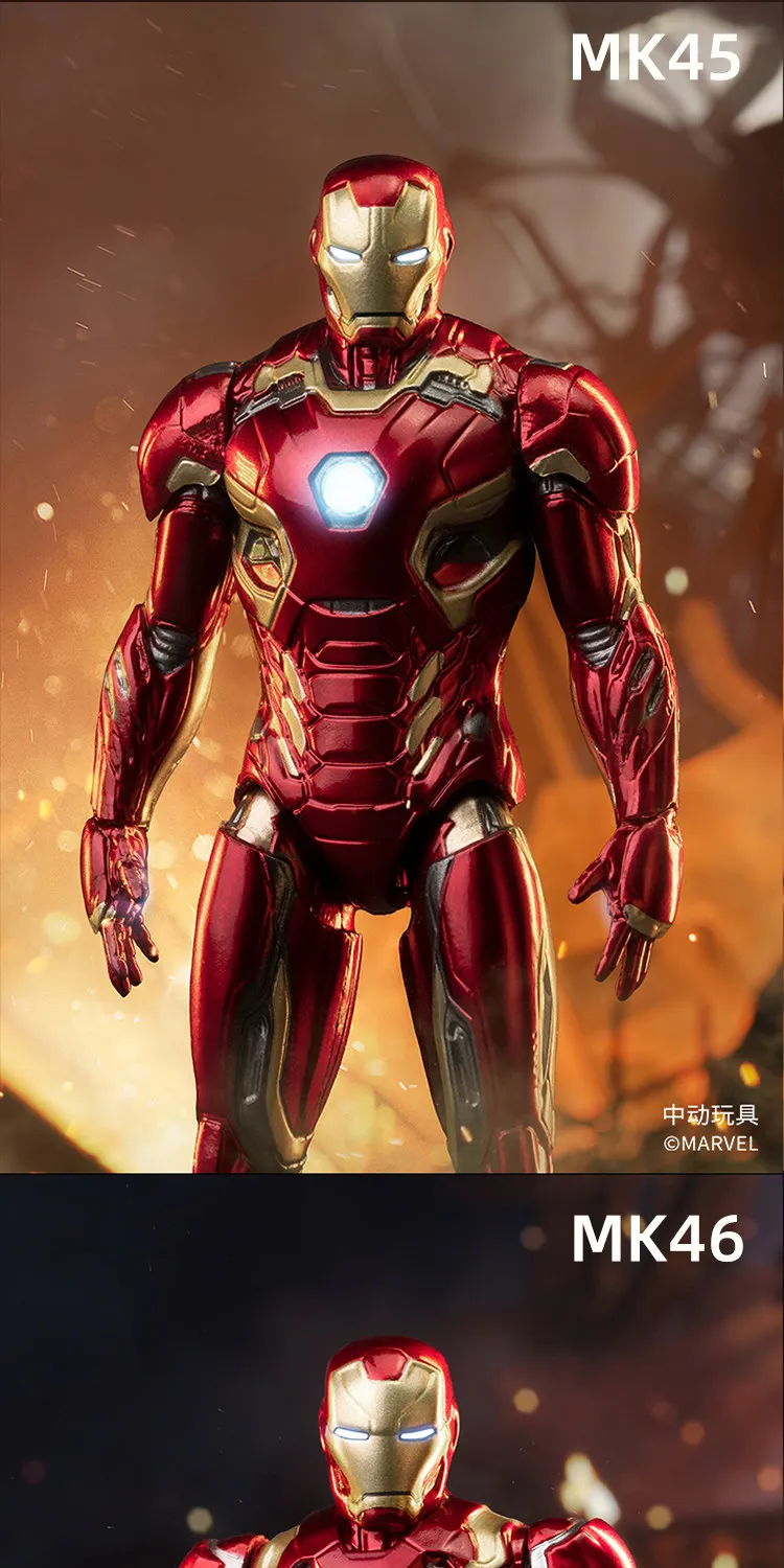 4 Zoll Original 1/10 ZD Toys Iron Man Actionfigur MK1 MK2 MK3 MK4 MK5 MK6 MK7 Tony Stark Anime Puppe Modell Kinder Geburtstagsgeschenk – Detail 8