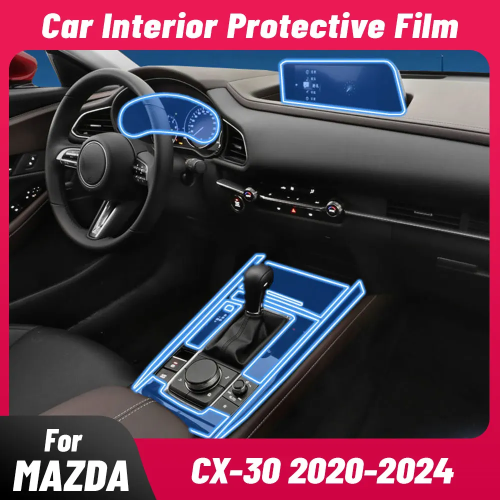 Anti-scratch Car Interior Center Console Media Dashboard Navigation TPU Protector Film For MAZDA CX-30 2020-2024 Sticker