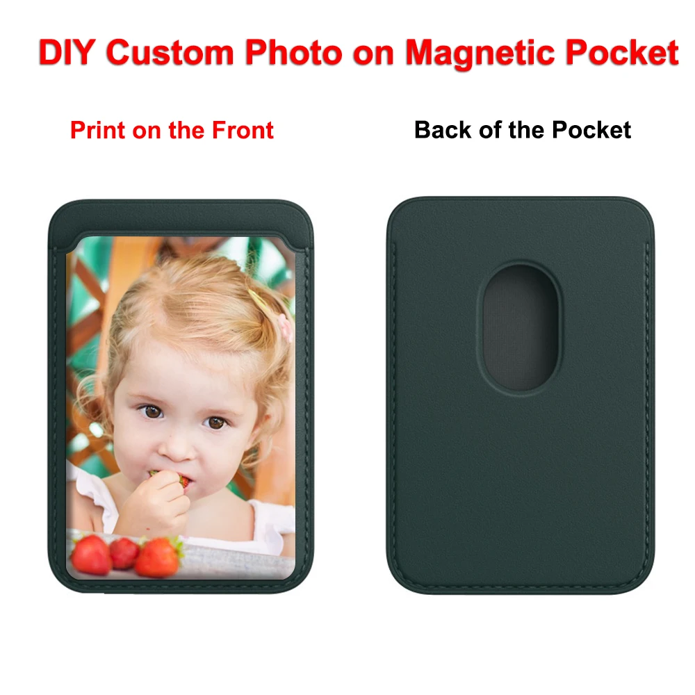 DIY Magnetic Card Phone Pocket for iPhone 16 15 14 13 12 Pro Max Plus Leather Logo Case Printing Magnet Wallet Bag for Magsafe