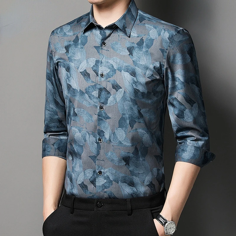 

Модная мужская полосатая гладкая рубашка, весенняя свободная мужская одежда с длинным рукавом, новая уличная одежда, повседневные деловые топы с лацканами и принтом JJ210