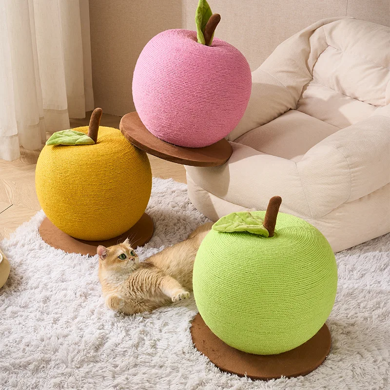 Dopamine Apple Cat Scratching Post Sisal Rope Vertical Cat Scratcher Durable Claw Grinding Toy
