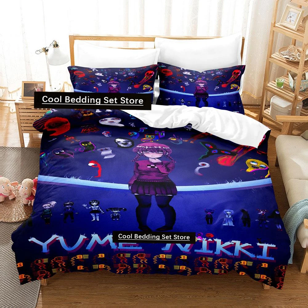

2023 Yume Nikki Bedding Set Single Twin Full Queen King Size Bed Set Adult Kid Bedroom Duvetcover Sets Anime Girls couettes