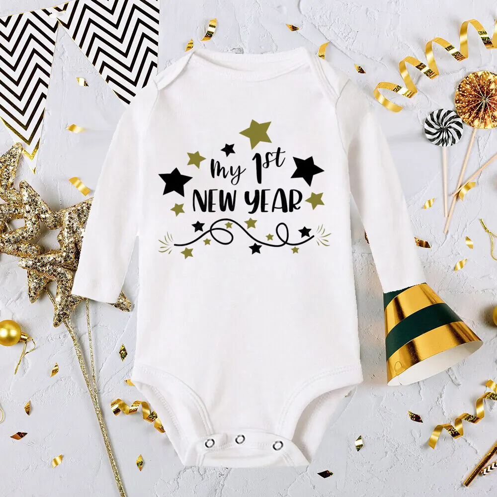 Happy New Year 2025 Baby Bodysuit Boy Girl Cute Clothes Infant Romper New Year Party Baby Bodysuits Toddler Outfits Newbron Gift