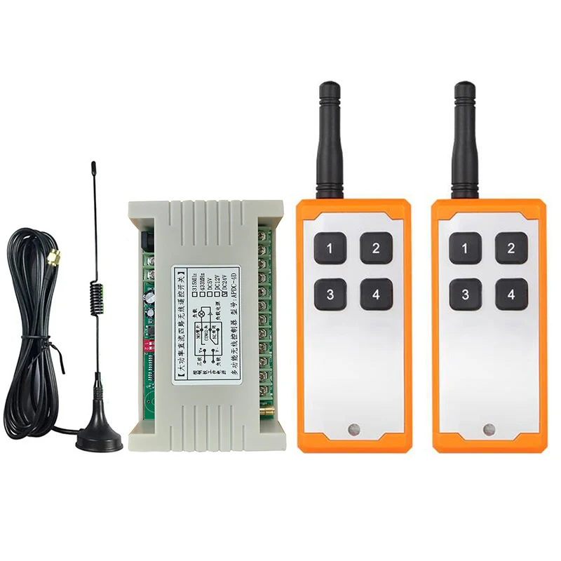 

2000m DC12V 24V 4CH 30A Relay RF Wireless Remote Control Switch Receiver Transmitter Suction Antenna For LED Light or Motor