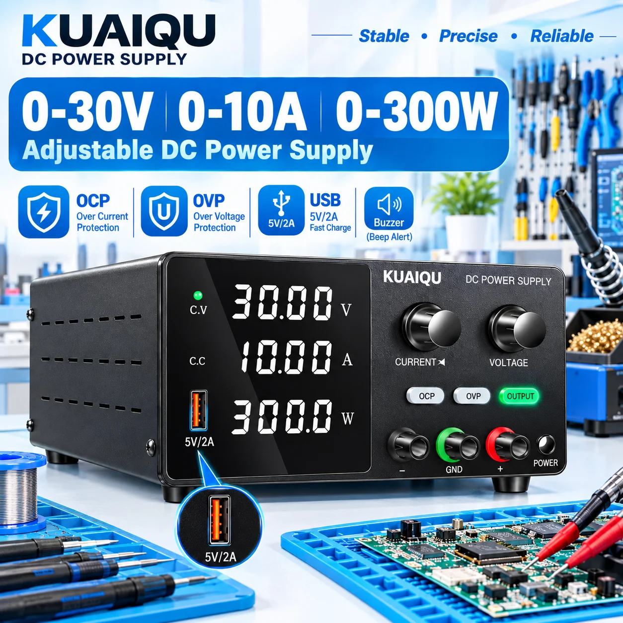 KUAIQU 160V 2A 320W DC Power Supply 12V/24V/30V/60V Adjustable Bencn Voltage Regulator OCP/OVP For Photovoltaic Inverter Repair