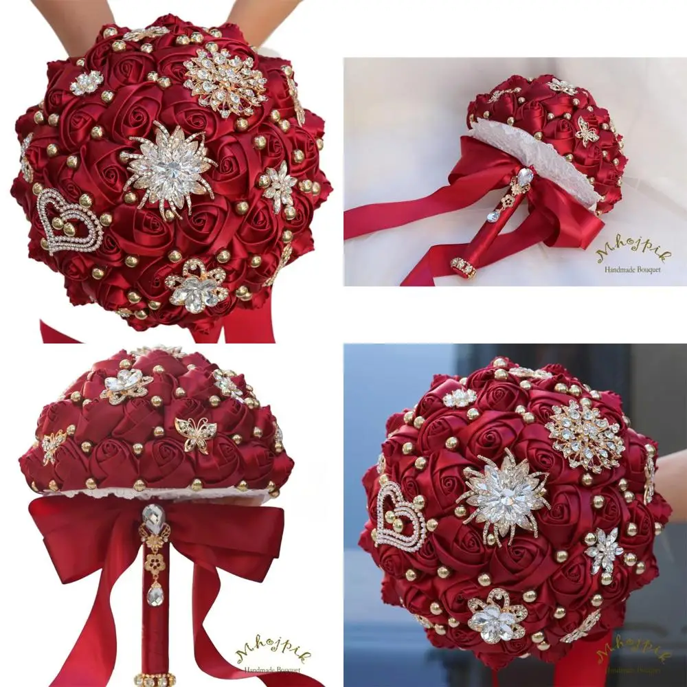 

Свадебный букет из искусственной круглой розы для невесты и подружек невесты, идеально подходит для бросания и особых мероприятий, как Quinceaneras