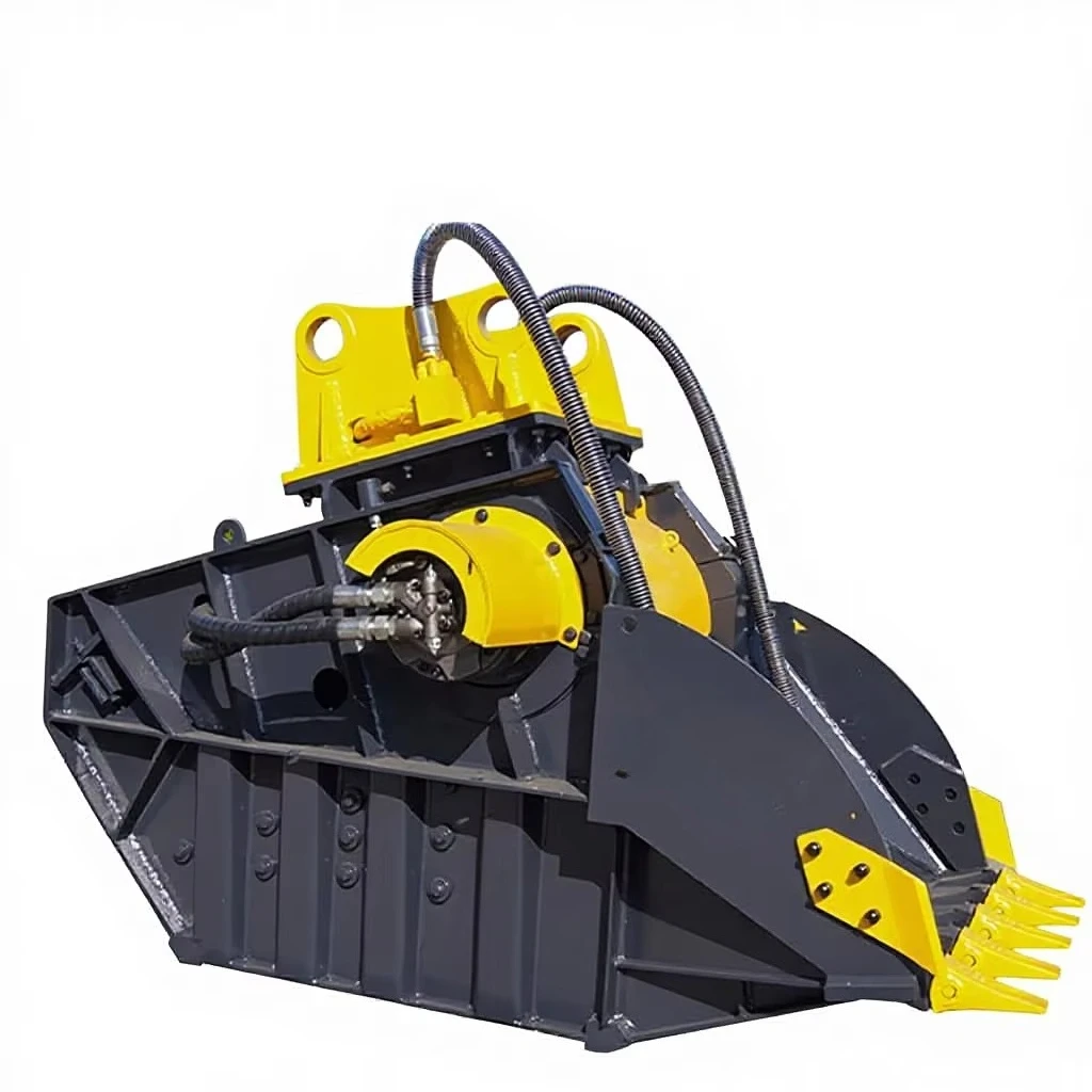 Excavator Hydraulic Rock Crusher Bucket Concrete Jaw Crushing Attachment Demolition Recycling Heavy Equipment