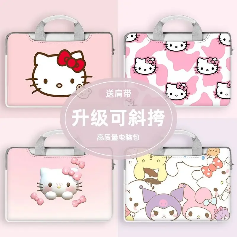 Hello Kitty cute kawaii laptop bag cute handbag universal PU waterproof and anti-fouling computer cross-body portable bag