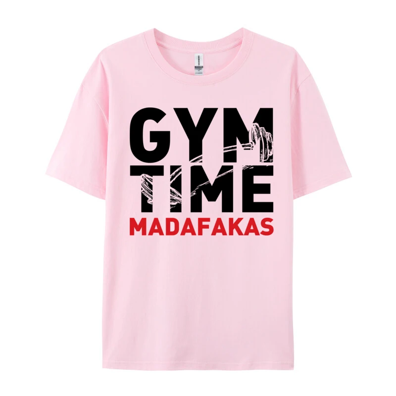 Indoor Exercise T-Shirt Dumbbells Tops T Shirt Faddish Men'S T-Shirts Gym Time Madafakas Casual T-Shirts