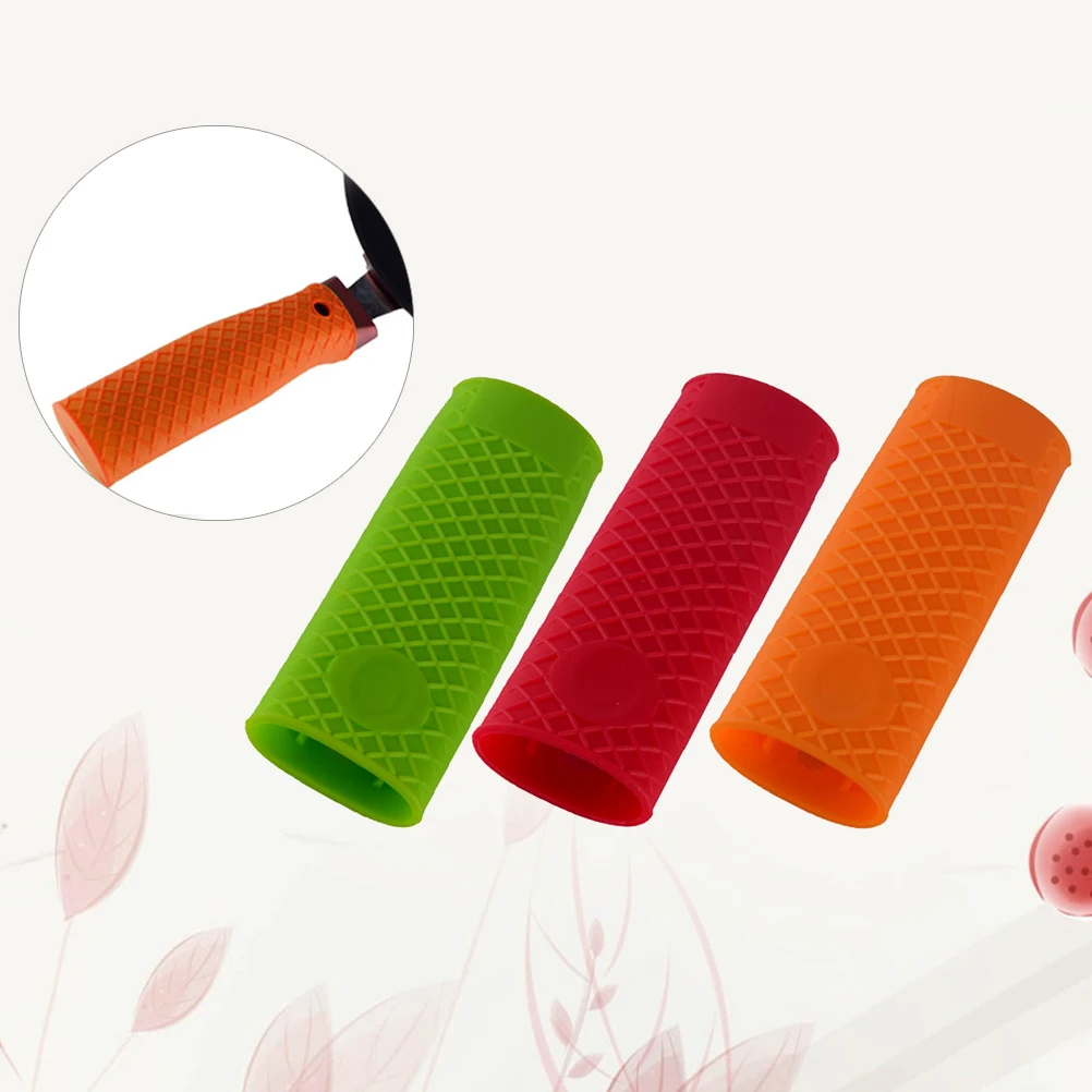

3pcs Silicone Hot Handle Holder Potholder Heat Resistant Anti-Slip Cookware Handles Sleeve Bpa Free Dishwasher Safe