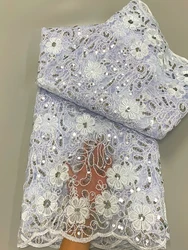 African Tulle Luxury Sequins Lace Fabric 2024 High Quality Nigerian Guipure Cord Net Lace Fabric For Women Evening Prom Dresses