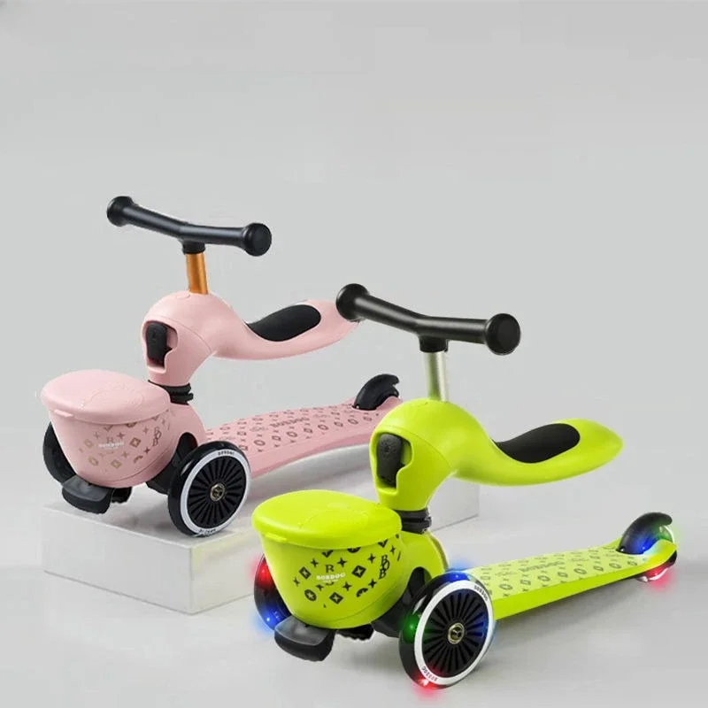 Hulajnoga dziecięca 4 w 1 z siedziskiem Składana zabawka dla dzieci w wieku 1-6 lat Rower na 3 kołach dla chłopców Dziewczynki Rower dziecięcy Baby