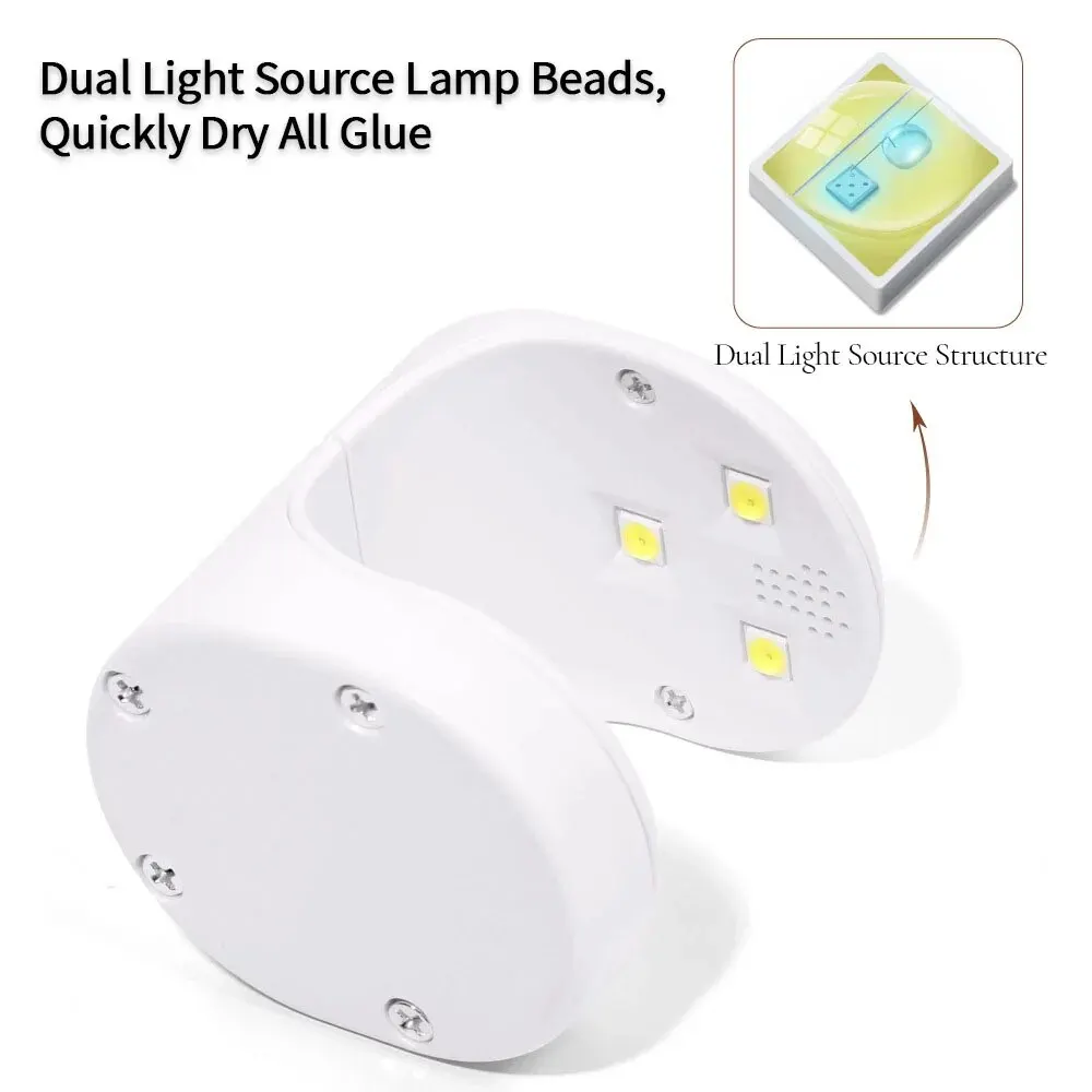 مصباح LED صغير للأشعة فوق البنفسجية للأظافر ، مجفف طلاء الأظافر ، معدات أدوات مانيكير ، كابل USB ، 3 مصابيح ليد ، 16 واط